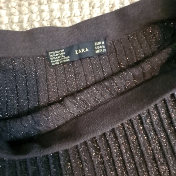 ZARA sparkling feminine dark brown pleated midi skirt size M - Picture 3 of 4